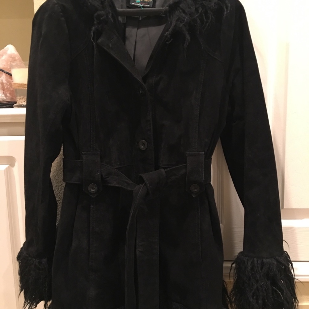 Heritage 1981 black hooded shearling coat